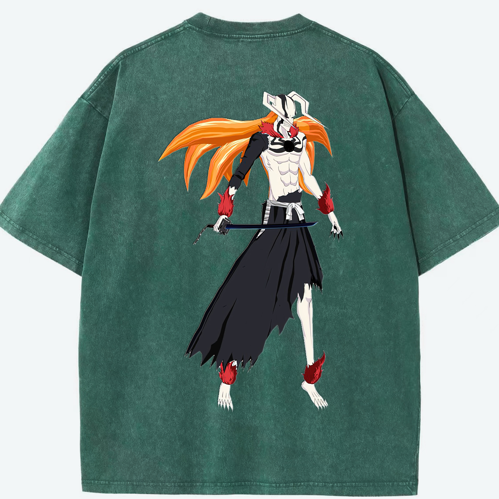 （画像用） ブリーチ 黒崎一護（くろさき いちご）BLEACH Kurosaki Ichigo 綿100% ヴィンテージ風 半袖Tシャツ（背面プリント）